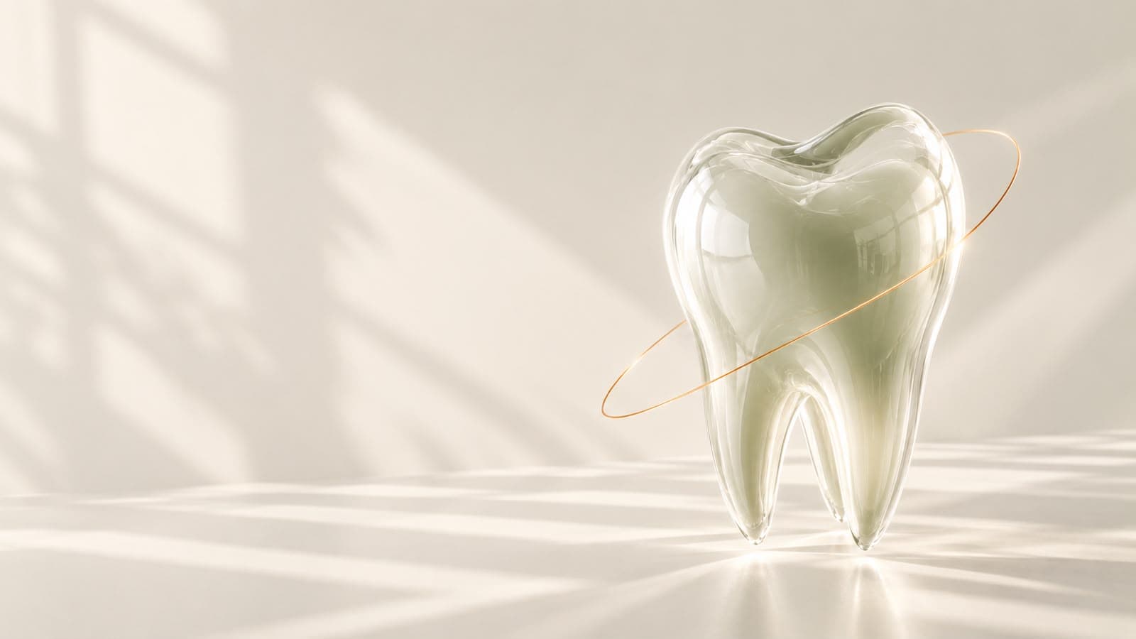 Pieza dental de cristal con un anillo dorado